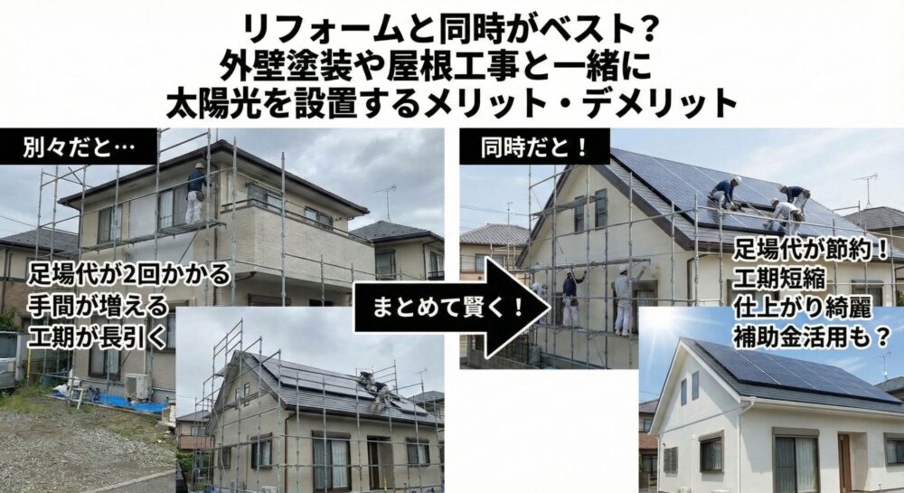 リフォームと同時がベスト？外壁塗装や屋根工事と一緒に太陽光を設置するメリット・デメリット