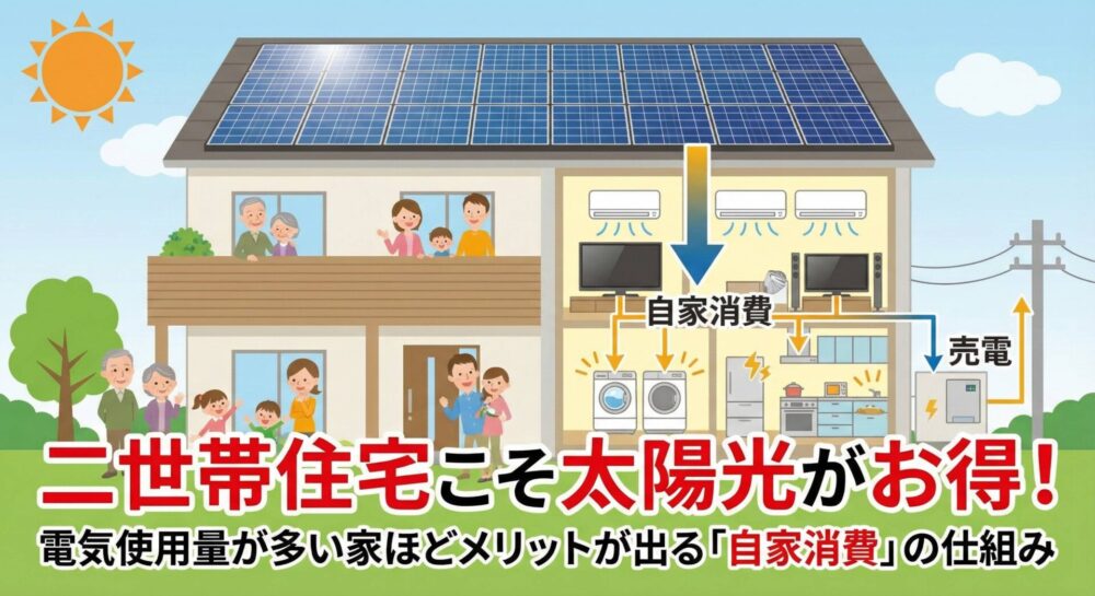 二世帯住宅こそ太陽光がお得！電気使用量が多い家ほどメリットが出る「自家消費」の仕組み