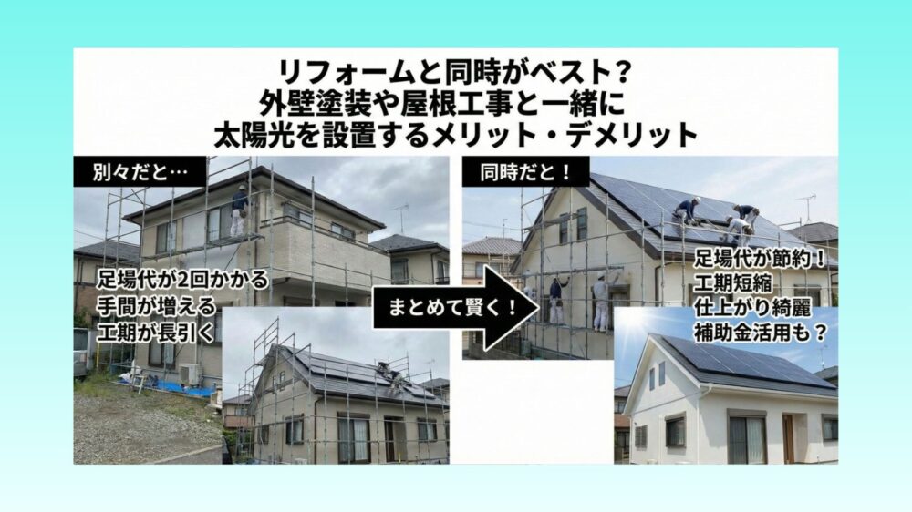リフォームと同時がベスト？外壁塗装や屋根工事と一緒に太陽光を設置するメリット・デメリット