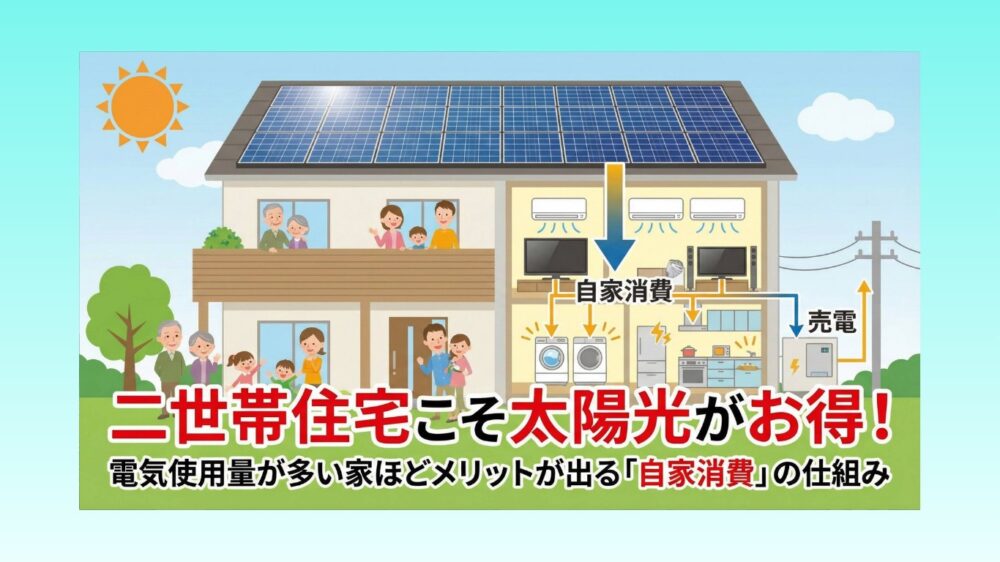 二世帯住宅こそ太陽光がお得！電気使用量が多い家ほどメリットが出る「自家消費」の仕組み
