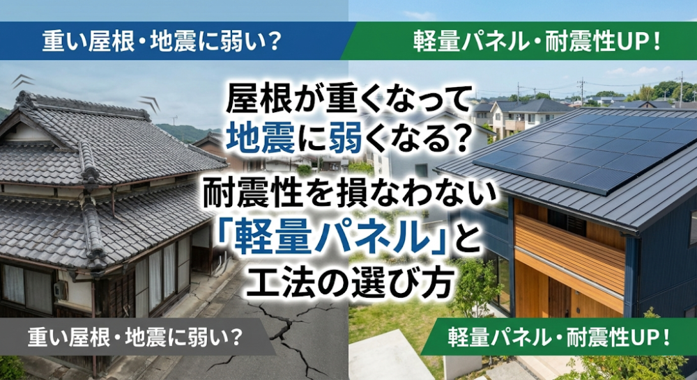 屋根が重くなって地震に弱くなる？耐震性を損なわない「軽量パネル」と工法の選び方