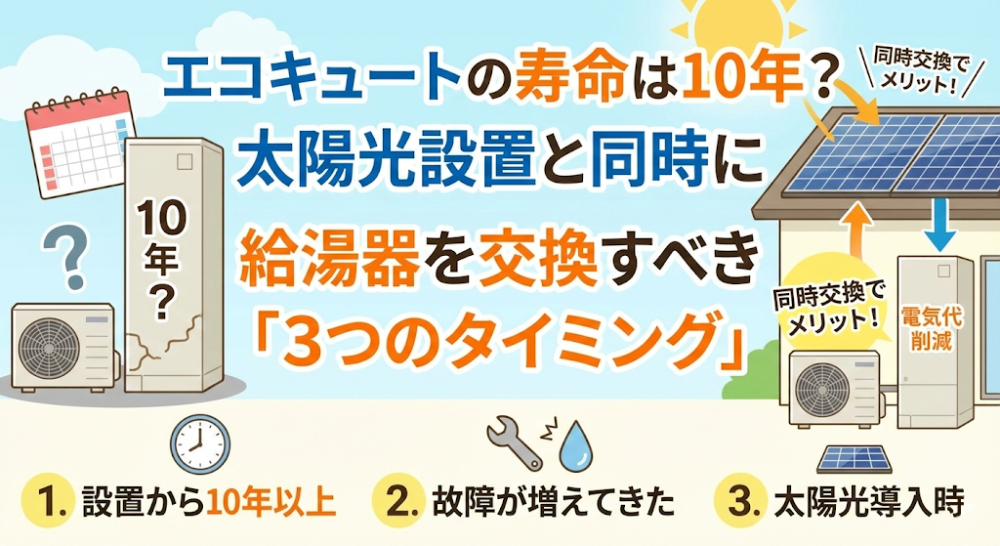 エコキュートの寿命は10年？太陽光設置と同時に給湯器を交換すべき「3つのタイミング」