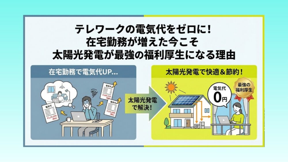 テレワークの電気代をゼロに！在宅勤務が増えた今こそ太陽光発電が最強の福利厚生になる理由