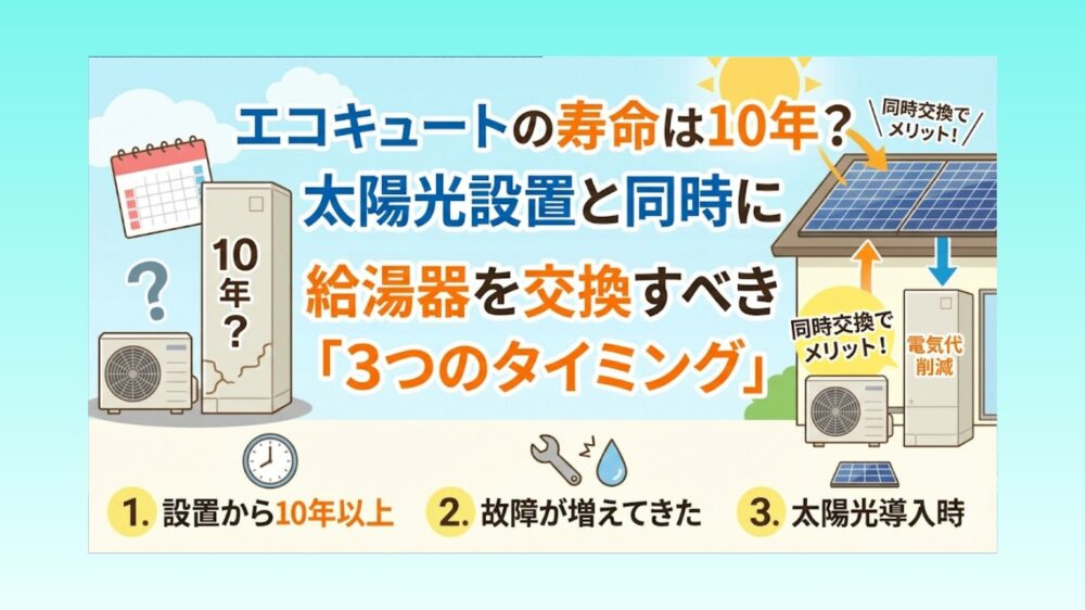 エコキュートの寿命は10年？太陽光設置と同時に給湯器を交換すべき「3つのタイミング」