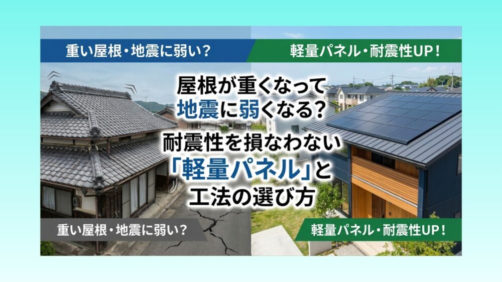 屋根が重くなって地震に弱くなる？耐震性を損なわない「軽量パネル」と工法の選び方