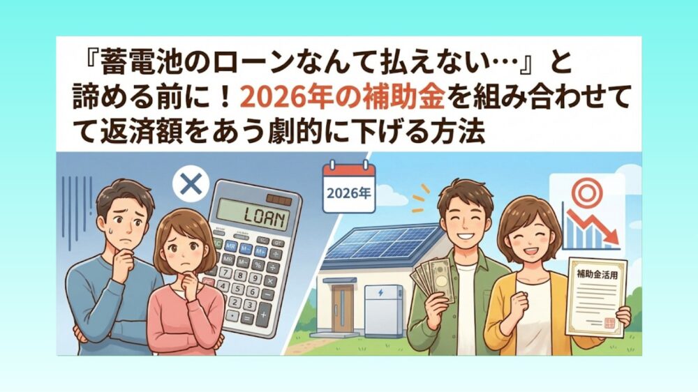 「蓄電池のローンなんて払えない…」と諦める前に！2026年の補助金を組み合わせて返済額を劇的に下げる方法