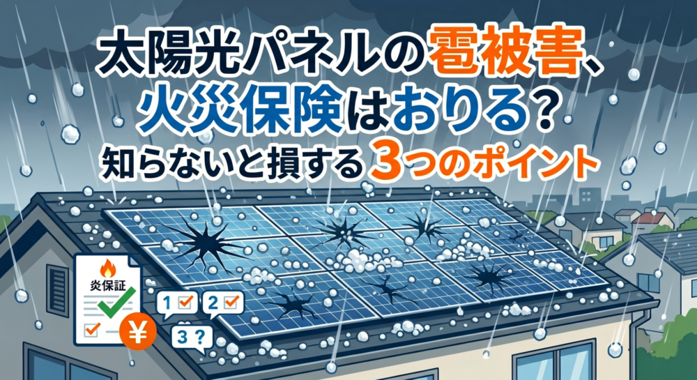 太陽光パネルの雹被害、火災保険はおりる？知らないと損する3つのポイント