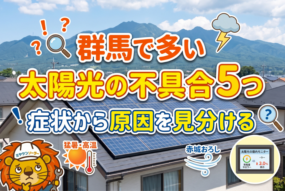 群馬で多い太陽光の不具合5つ｜症状から原因を見分ける